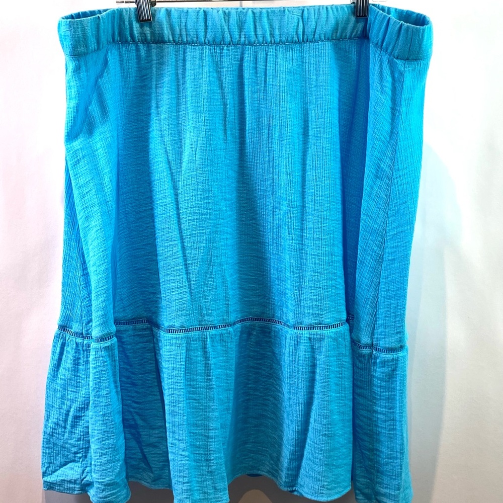 Liz Claiborne Womens Skirt Aqua Turquoise Pull On Knee Length Beachy Boho Sz XXL